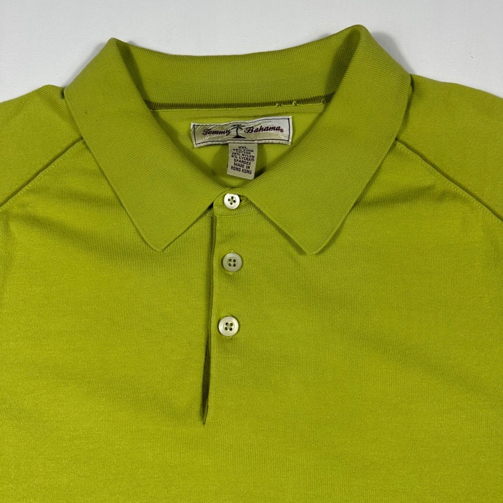 Tommy Bahama Polo Shirt Mens 2XL Pima Performance Blend Short Sleeve Lime Green